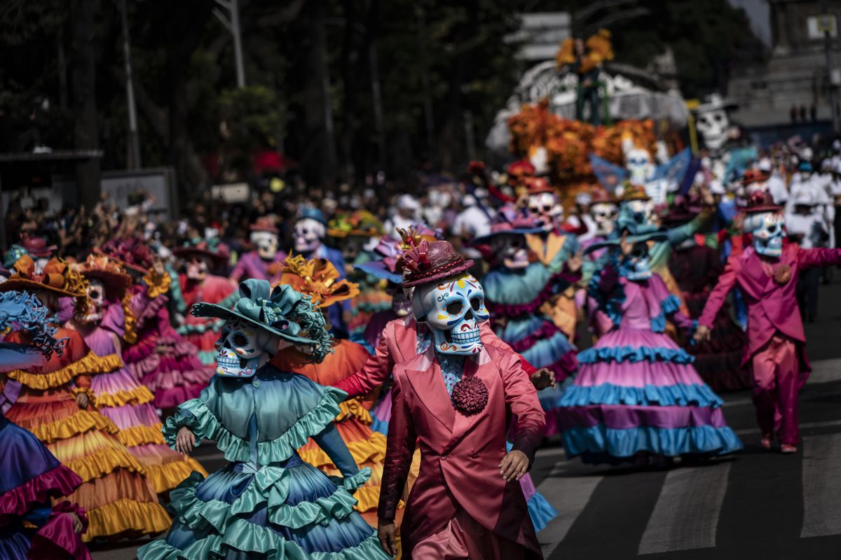 Se llevó a cabo el Desfile de Día de Muertos en la Avenida Paseo de la Refomra de Ciudad de México, el 31 de un Octubre de 2021.